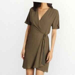 Aritzia babaton wrap dress in khaki